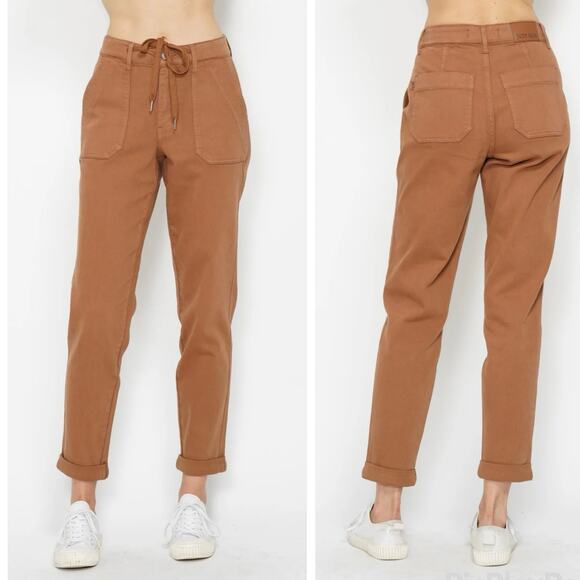 Judy Blue Camel High Waist Garment Dyed Cuffed Joggers Womens size 13 / 31 - Picture 1 of 9